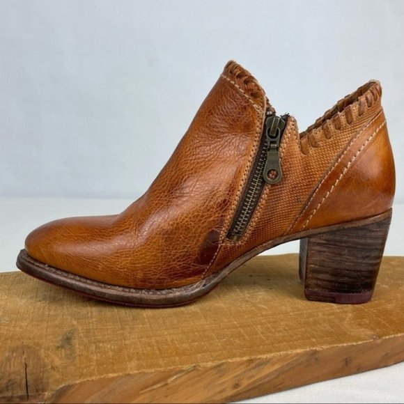 Bed Stu Carla Boot Mustard Rustic Low Leather Ankle Booties Organically Tanned - Picture 4 of 15